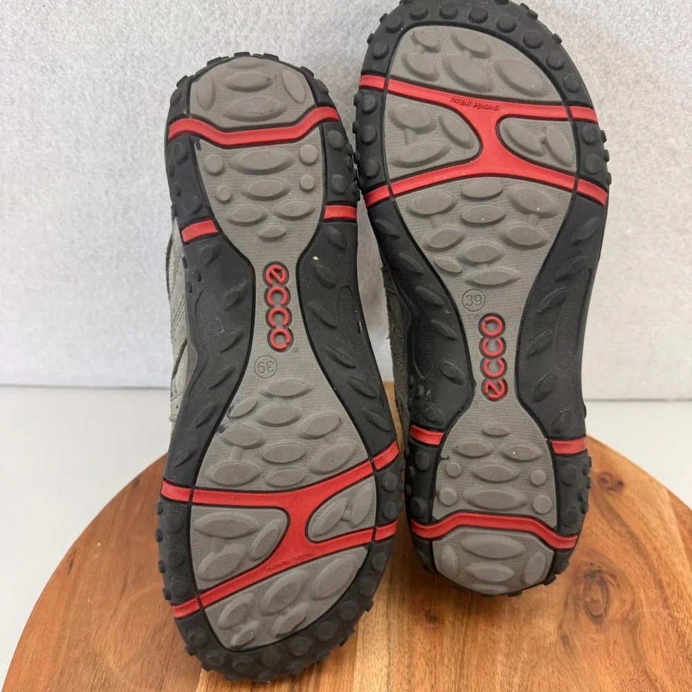 Ecco Gray Leather Mesh Hiking Trail‎ Walking Shoes Comfort Size 39 US 8.5